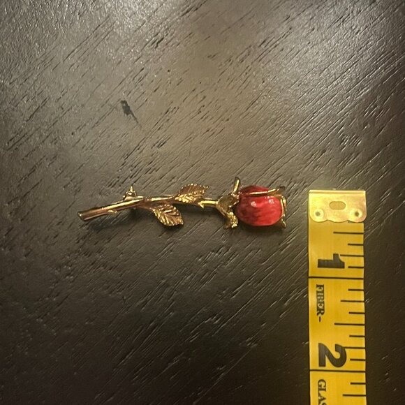 Vintage Gold Tone Pink and Red Rose Brooch Tancer II - Picture 6 of 6